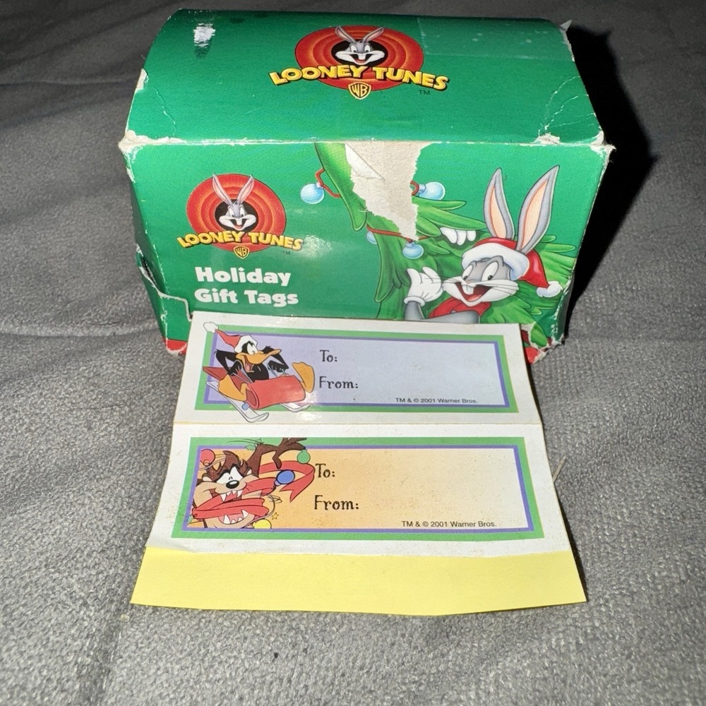 Vintage Looney Tunes Holiday Gift Tags Dispenser Roll Christmas 87 Remaining